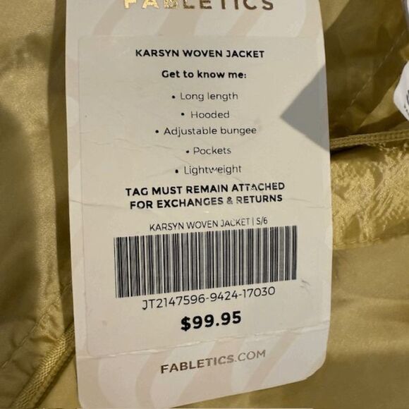 NWT Fabletics Karsyn Woven Jacket Windbreaker Golden Yellow Zip Up Midi Small - Picture 8 of 13